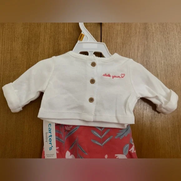 NWT Carter’s Baby Newborn Floral Dress Set with Cardigan – NB size - Picture 6 of 7